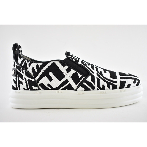 Fendi Vertigo Black White FF Logo Platform Low Top Trainer Slip On Sneaker 37.5 - Picture 3 of 12